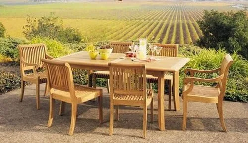 Vista 2 de Mesa de comedor rectangular grande de madera de teca de grado A de 71 pulgadas #WFDT71