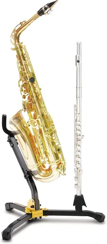 Vista 3 de Hercules DS532BB Alto/Tenor y Flauta/Clarinete Soporte con bolsa y clavija de terciopelo de lujo DS503B para saxofón soprano y fliscorno