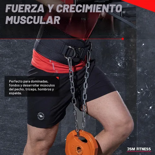 Vista 6 de Cinturón de inmersión premium con hebilla de acero, cadena duradera y mosquetones, perfecto para levantamiento de pesas y dominadas con carga