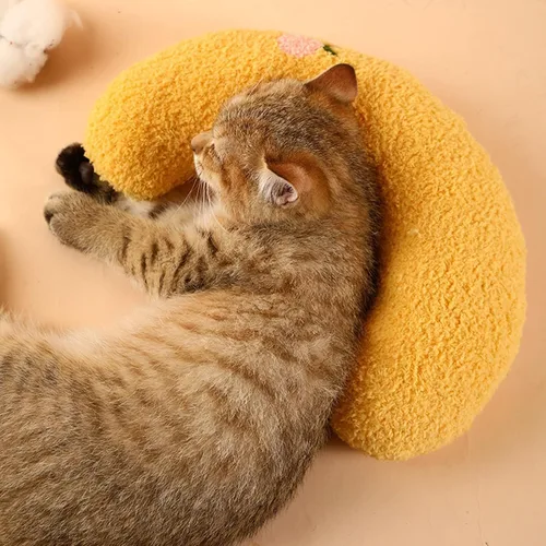 Vista 2 de Les Arbres Fair Pequeño Cojín para Gatos, Ultra Suave y Esponjoso, Juguetes Tranquilizantes para Mascotas, Media Dona, Cuddler para Alivio