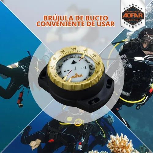Vista 4 de AOFAR Brújula de buceo AF-Q60B impermeable, duradera, compacta. Brújula estilo de cordón para vela, buceo, estilo cordón