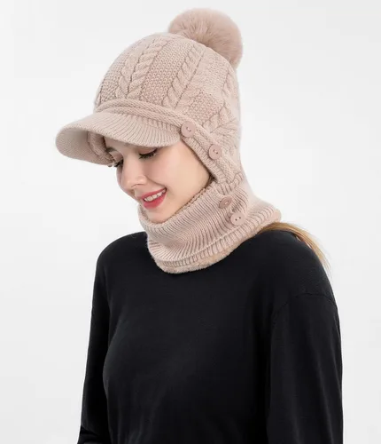 Vista 13 de HUAMULAN Gorro de invierno de una pieza para mujer, pasamontañas de forro polar, pasamontañas, máscara facial, bufanda, orejeras, esquí, nieve