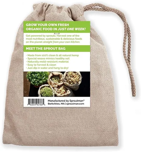 Vista 2 de Sproutman Bolsa de brotes de cáñamo: simplemente sumerge en agua, cuélgala y mira cómo crece