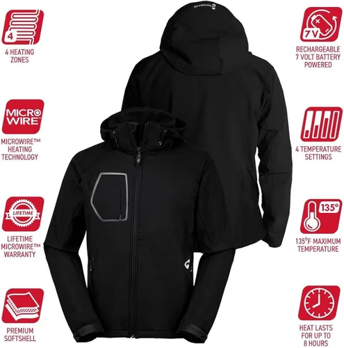 Vista 2 de Gerbing Torrid 2.0 Softshell - Chaqueta térmica térmica térmica para hombre, 7 V con pilas - Chaqueta térmica aislada para deportes de invierno