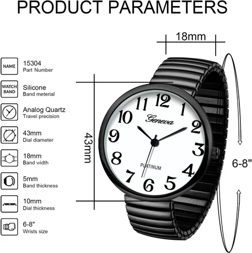 Vista 2 de Blekon Collections Nuevo Reloj de Moda con Correa Elástica de Tamaño Super Grande, Movimiento Japonés PC21J