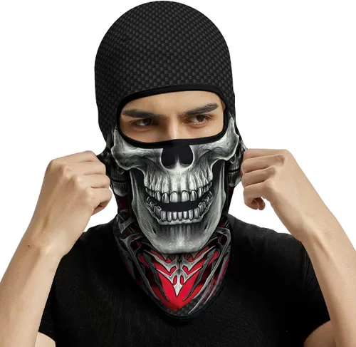 Vista 5 de Pasamontañas 3D, máscara de cara completa, resistente al viento, máscara de esquí con calavera táctica para motocicleta, ciclismo, Halloween