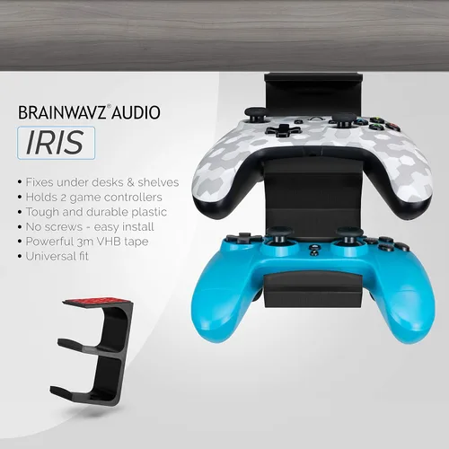 Vista 2 de BRAINWAVZ The IRIS - Soporte universal para colocar debajo del escritorio para Xbox One, Series X, PS5, PS4, PS3, SWITCH, STEELSERIES Gamepad y más