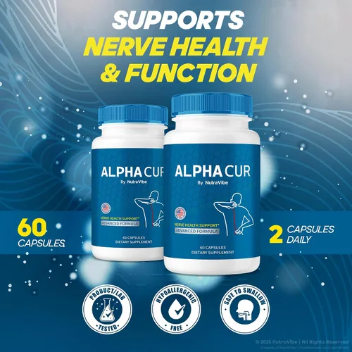 Vista 3 de Cápsulas AlphaCur (paquete de 2), Alphacur para neuropatía, píldoras AlphaCur totalmente naturales para nervios saludables, pastillas premium Alpha
