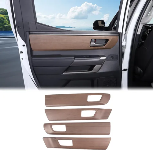 Vista 13 de Aunginsy 4 piezas cubierta de panel de manija interior de puerta para auto, compatible con Toyota Tundra 2022 2023 2024 2025, protector de panel