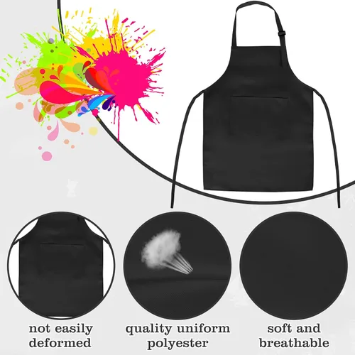 Vista 7 de MEEZY Juego de 3 delantales para niños con bolsillos, delantal ajustable para pintar, delantal de arte para niños, delantales de chef para niños