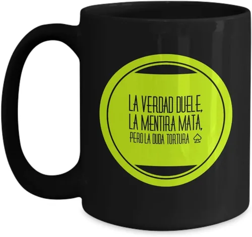 Vista 3 de Taza Cafe Verdad Vaso, taza de café divertidas, tazas personalizadas, taza de café inspiradoras, taza con mensajes positivos., 11onza, Blanco