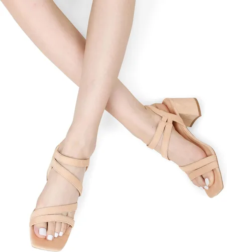 Vista 6 de DREAM PAIRS Sandalias de tacón grueso con tiras para mujer, sandalias de tacón bajo y puntera abierta, zapatos de fiesta