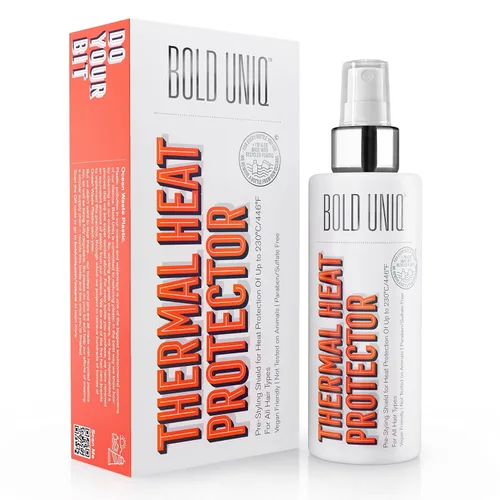 Vista 2 de BOLD UNIQ Spray protector de calor para cabello y champú morado. Protector térmico de hasta 450ºF. Elimina los tonos cobrizos de rubio, platino
