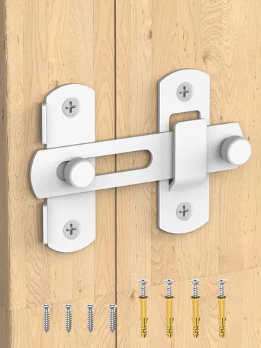 Vista 9 de Cerradura de puerta corrediza de granero, pestillos de seguridad de acero inoxidable y cerrojos de perno de puerta para gabinete de vino, baño, Negro