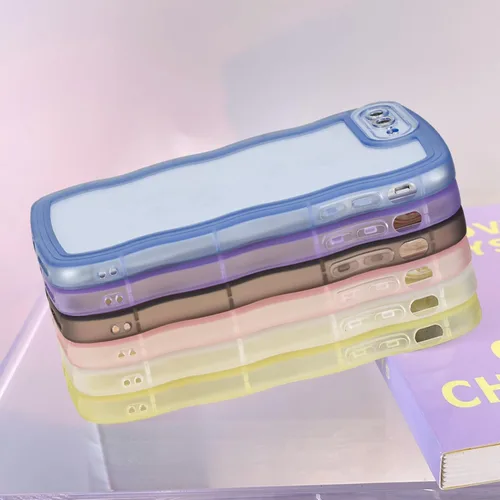 Vista 6 de Funda transparente compatible con iPhone 7 Plus/8 Plus, lindo marco ondulado de color sólido, transparente, de silicona suave, antiarañazos, a