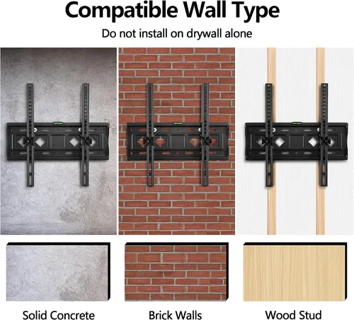 Vista 6 de Soporte de pared universal para TV con pantalla LED LCD PDP de 26 a 65 pulgadas, soporta hasta 132 libras y VESA 15.748 x 15.748 in, inclinación