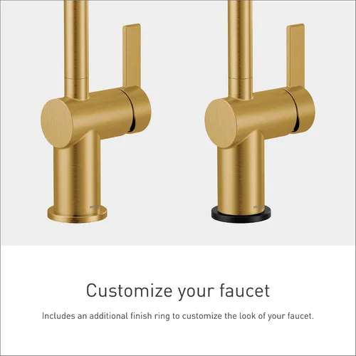 Vista 7 de Moen Cia 6221BG - Grifo de lavabo de baño con una sola manija con placa incluida, oro cepillado