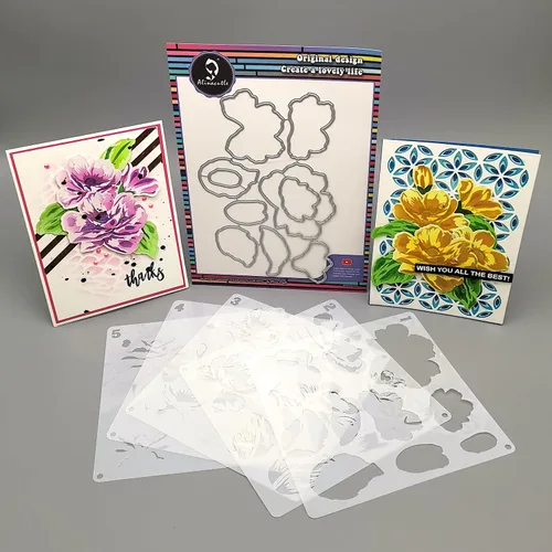 Vista 6 de Alinacutle 10 plantillas de plástico reutilizables, plantillas de pintura, plantillas de dibujo artístico para álbumes de recortes, galletas