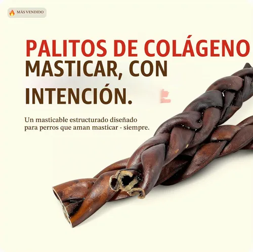 Vista 2 de Natural Farm Golosinas de colágeno trenzadas para perros (30 cm, paquete de 6), palitos de colágeno, golosinas naturales para perros, de larga