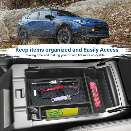 Vista 4 de Organizador de consola central MOCHENT para accesorios Subaru Crosstrek 2024 2025 2026 y bandeja de consola Subaru Impreza 2024-2026, accesorios