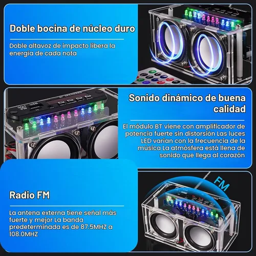 Vista 2 de Diymore Kit de altavoz Bluetooth para bricolaje, kit de práctica de soldadura de radio, altavoces duales y control remoto, para soporte
