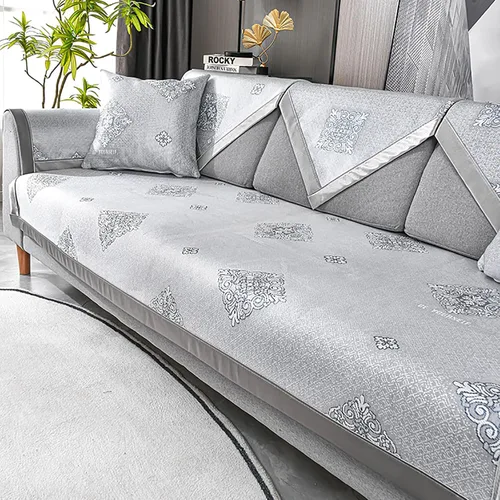 Vista 9 de Fundas de sofá de seda de hielo para sofá de 1, 2, 3, 4 plazas, funda de sofá fresca de verano, funda de sofá antideslizante en forma de L, tapete