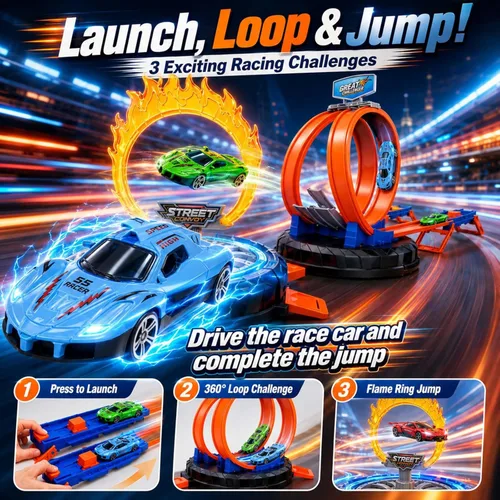 Vista 6 de 2026 All New Stunt Race Car Track Set for Kids 4-8