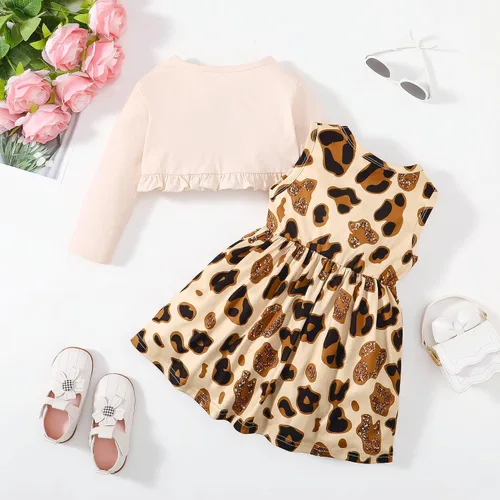 Vista 2 de YWFSHOP Vestido y cárdigan para niñas pequeñas, sin mangas, vestido de juego y volantes, bolero de hombros de 18 meses a 6 años