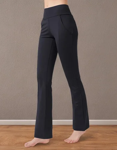 Vista 6 de nuveti Pantalones de yoga de cintura alta con corte de bota para mujer, 4 bolsillos, pantalones de entrenamiento, control de abdomen, pantalones