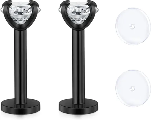 Vista 31 de D.Bella Retenedores de piercing transparentes de 16G para cartílago flexible para hélix, daith, rook, tragus, retenedor de aretes Bioflex, nariz