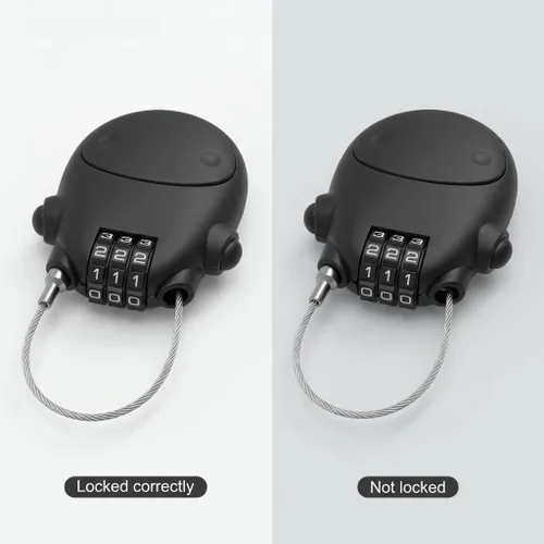 Vista 8 de QWORK Cerradura retráctil de cable combinada, paquete de 2 cables de acero ajustables de 30 pulgadas, bloqueo de contraseña de seguridad