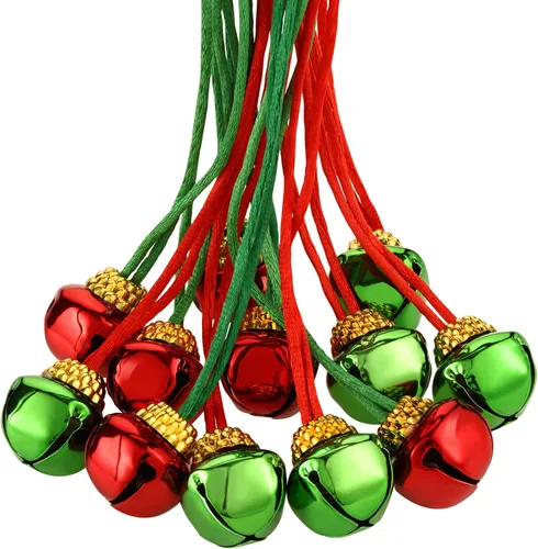 Vista 6 de Gejoy 60 collares de campana de Navidad, decoraciones de campana de Navidad para suministros navideños