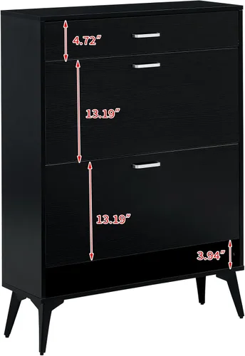 Vista 4 de Zapatero moderno con 2 cajones abatibles, organizador multifuncional de almacenamiento de zapatos de 3 niveles con cajones, zapatero independiente