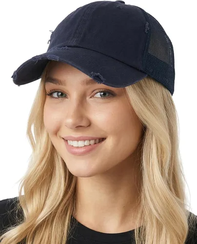 Vista 15 de Funky Junque Distressed Mesh Low Profile Trucker Hat Snapback Cap Paquete de 2: camuflaje negro y negro
