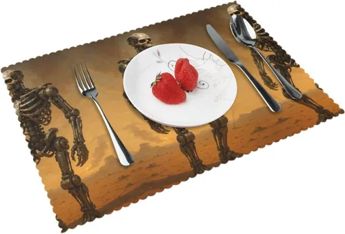 Vista 16 de Rectangular Placemats Set of 4, Heat Resistant Abstract Marbling Printed Kitchen Dining Table Mats
