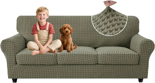 Vista 48 de MAXIJIN 2 fundas elásticas para sillón de sala de estar, fundas gruesas y suaves con brazos para perros, mascotas, protector de sofá individual