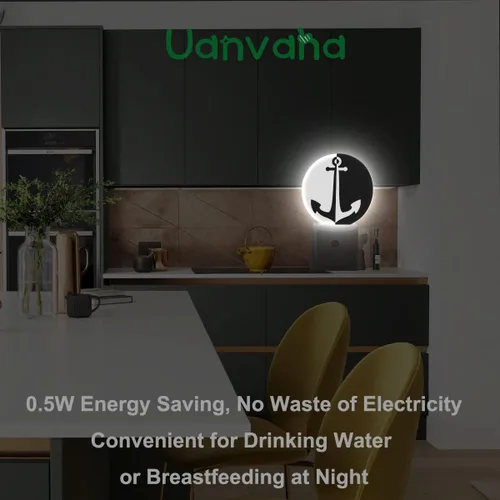 Vista 6 de Luz nocturna de ancla de mar océano ancla náutica negro blanco LED de anochecer a amanecer, sensor automático para dormitorio, baño, pasillo, sala