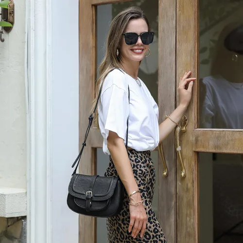 Vista 2 de CLUCI Bolso cruzado para mujer, bolso cruzado de cuero vegano para mujer, bolsos cruzados, bolsos pequeños de hombro con 2 correas ajustables