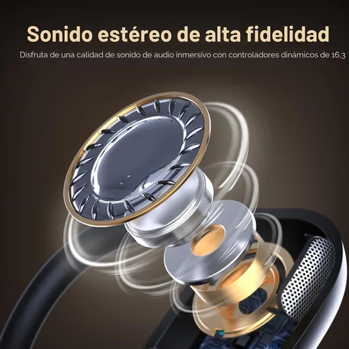 Vista 7 de CXK Auriculares de oreja abierta con micrófono, auriculares inalámbricos con cancelación de ruido AI, Bluetooth 5.3, auriculares Bluetooth
