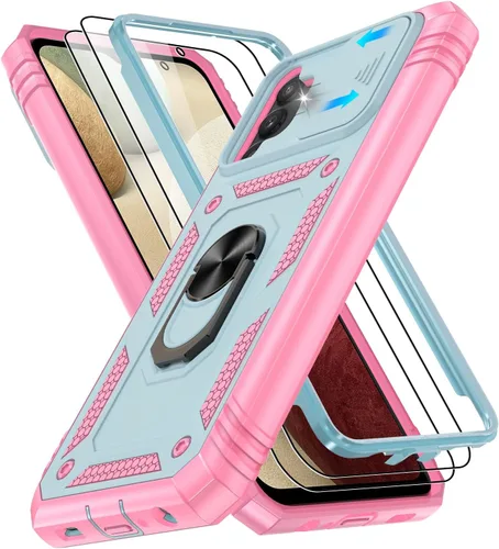 Vista 192 de Gritup Funda para Google Pixel 6 con cubierta deslizante para cámara y protector de pantalla (2 unidades), soporte de anillo giratorio 360°, funda