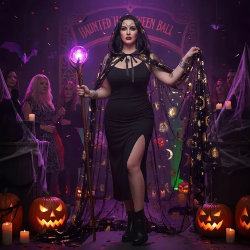 Vista 4 de Toulite 2 piezas de disfraz de bruja de Halloween para mujer Negro