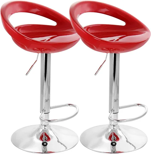 Vista 13 de Elama Moderno taburete de bar ajustable retro de 2 piezas con base cromada