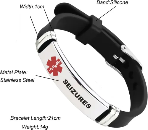 Vista 17 de TGLS Pulsera de identificación de alerta médica roja para mujeres y hombres de emergencia de primeros auxilios de alerta sanitaria grabada con láser