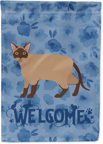 Vista 281 de Caroline's Treasures CK4813CHF - Bandera de bienvenida con gato abisinio azul, manga grande, para porche, para colgar en la pared, poliéster