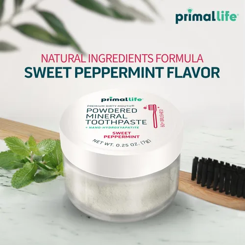 Vista 5 de Limpiador dental natural Dirty Mouth, en polvo, tamaño mini, suavemente pule, desintoxica, remineraliza y fortalece los dientes, mejor que la pasta