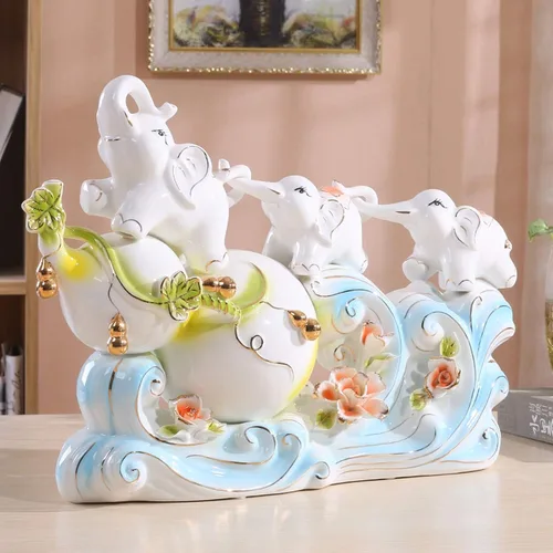Vista 4 de Estatua de feng shui chino estatua Feng Shui Elefante Estatuas Lucky Figurines Decoración del Hogar Inicio Inauguración de la Casa Regalo