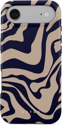 Vista 82 de BURGA-Funda p/teléfono compatible c/iPhone 14 Plus, carcasa rígida híbrida de 2 capas + Funda protectora de silicona, almendras latte a lunares