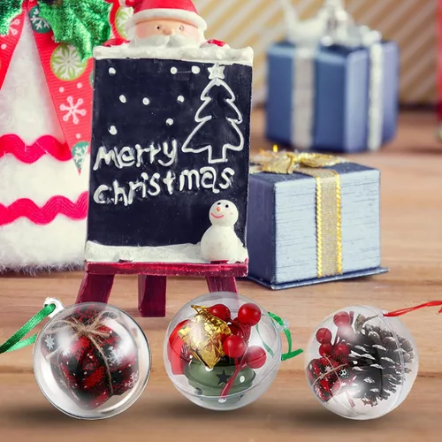 Vista 7 de Liliful 100 adornos de Navidad transparentes de 1.97 pulgadas para colgar, adornos de plástico transparente para manualidades, adornos de bolas