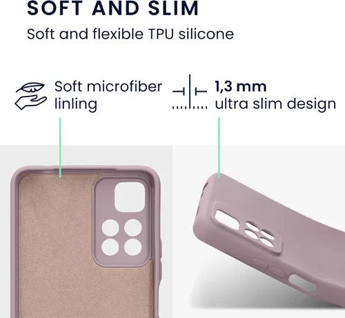 Vista 2 de kwmobile Funda compatible con Xiaomi Redmi Note 11 Pro+ 5G / Note 11 Pro Plus 5G - Funda protectora delgada de TPU con acabado mate suave - Malva