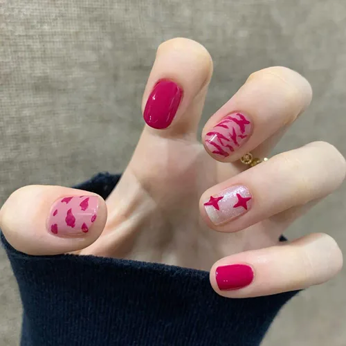 Vista 36 de LIGHT RAIN - Uñas a presión de longitud media, con diseño de galaxia Andromeda, uñas postizas de gel, reutilizables, de lujo, de siete capas